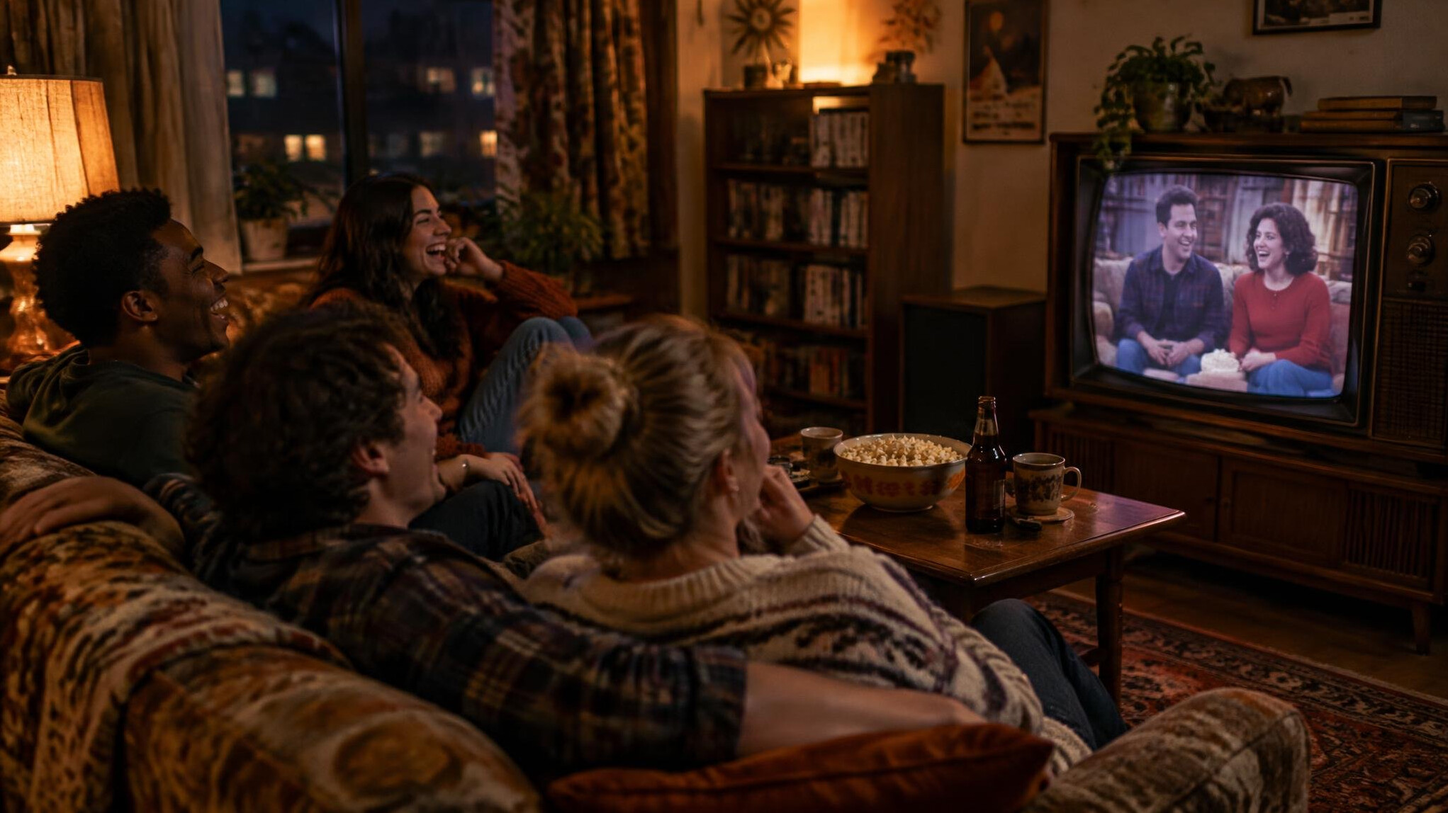 group of friends watching tv