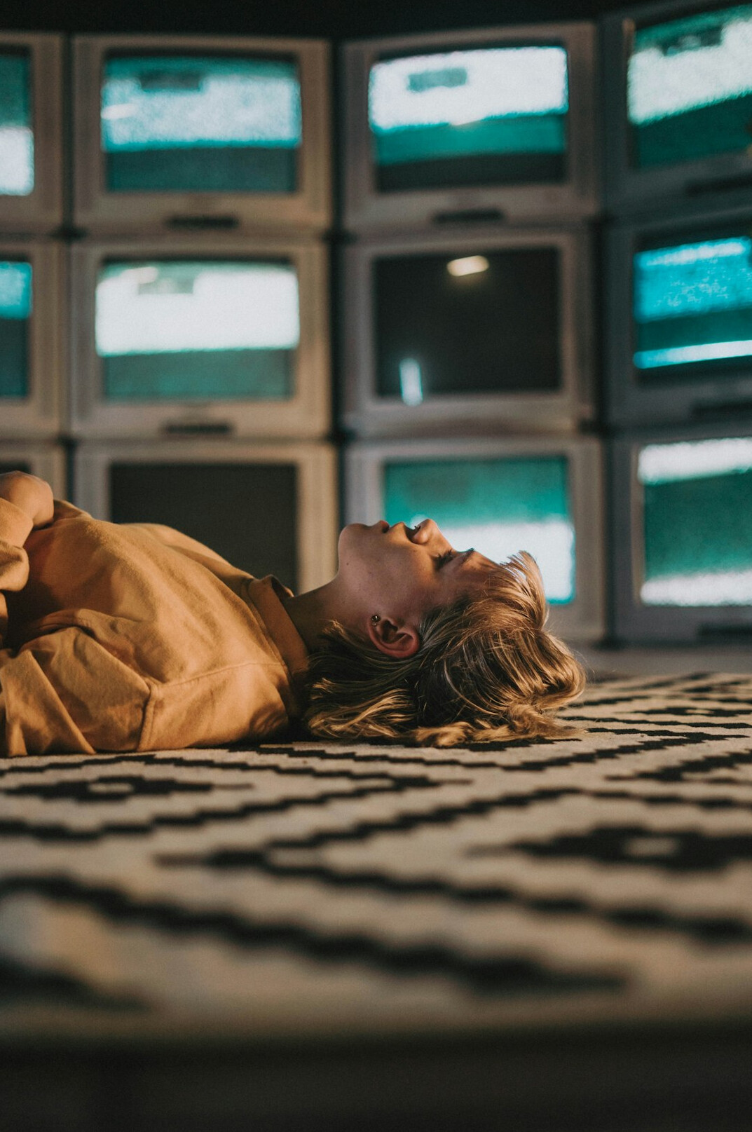 person binge watching tv