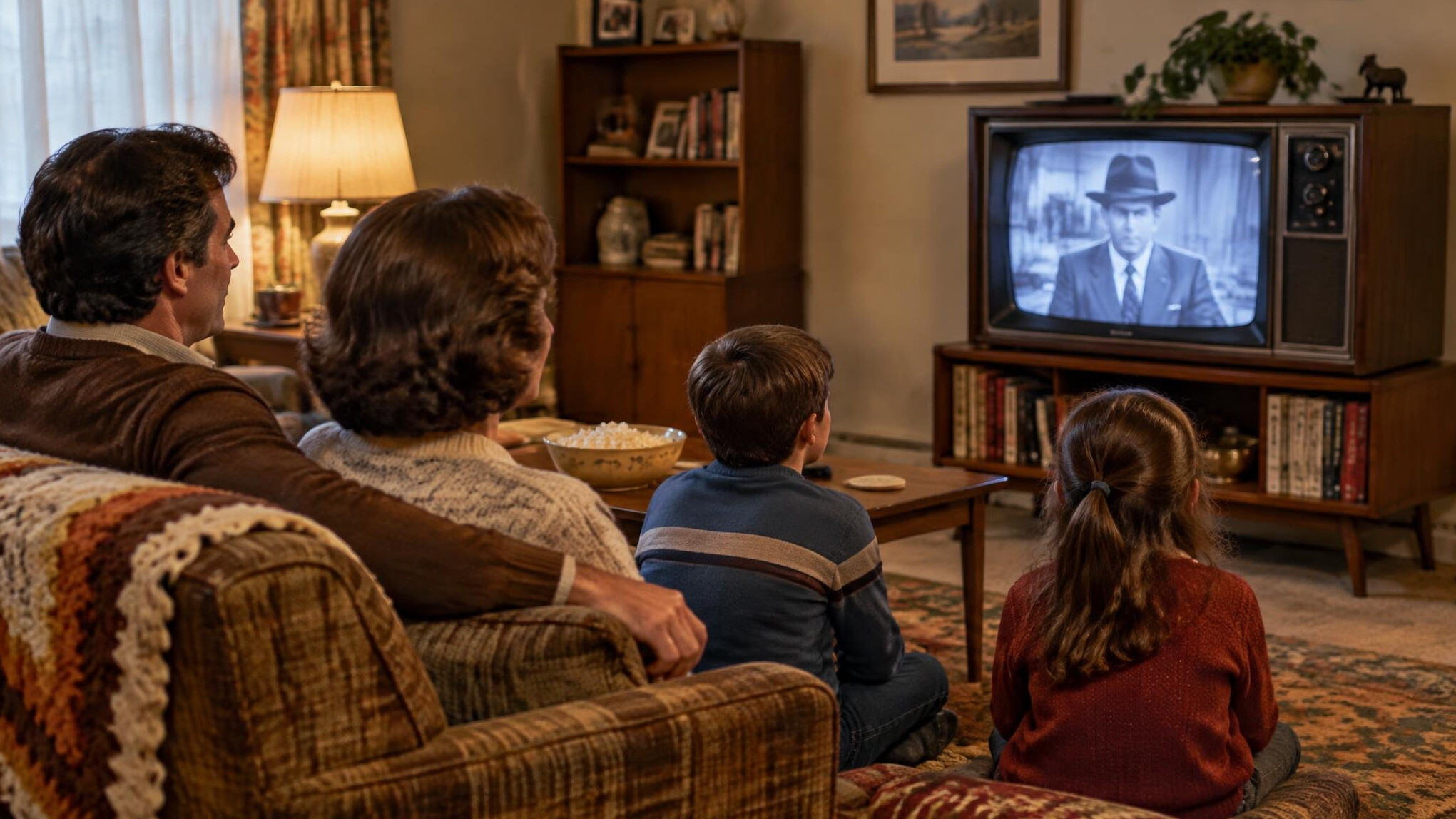 family watching television