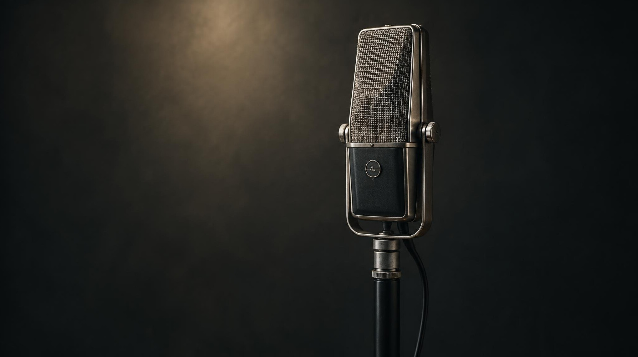 Vintage ribbon microphone on a studio stand